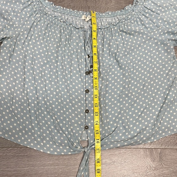 Rewind Polka Dot Off The Shoulder Cropped Button Down Blouse XL - Picture 8 of 16